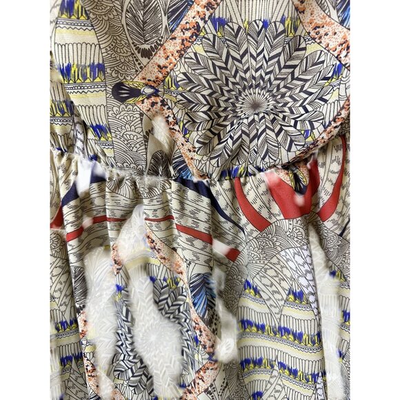 Love 21 Womens Lined Geometric Midi Dress Bohemian Babydoll Flowy Feminine Large - Picture 4 of 15